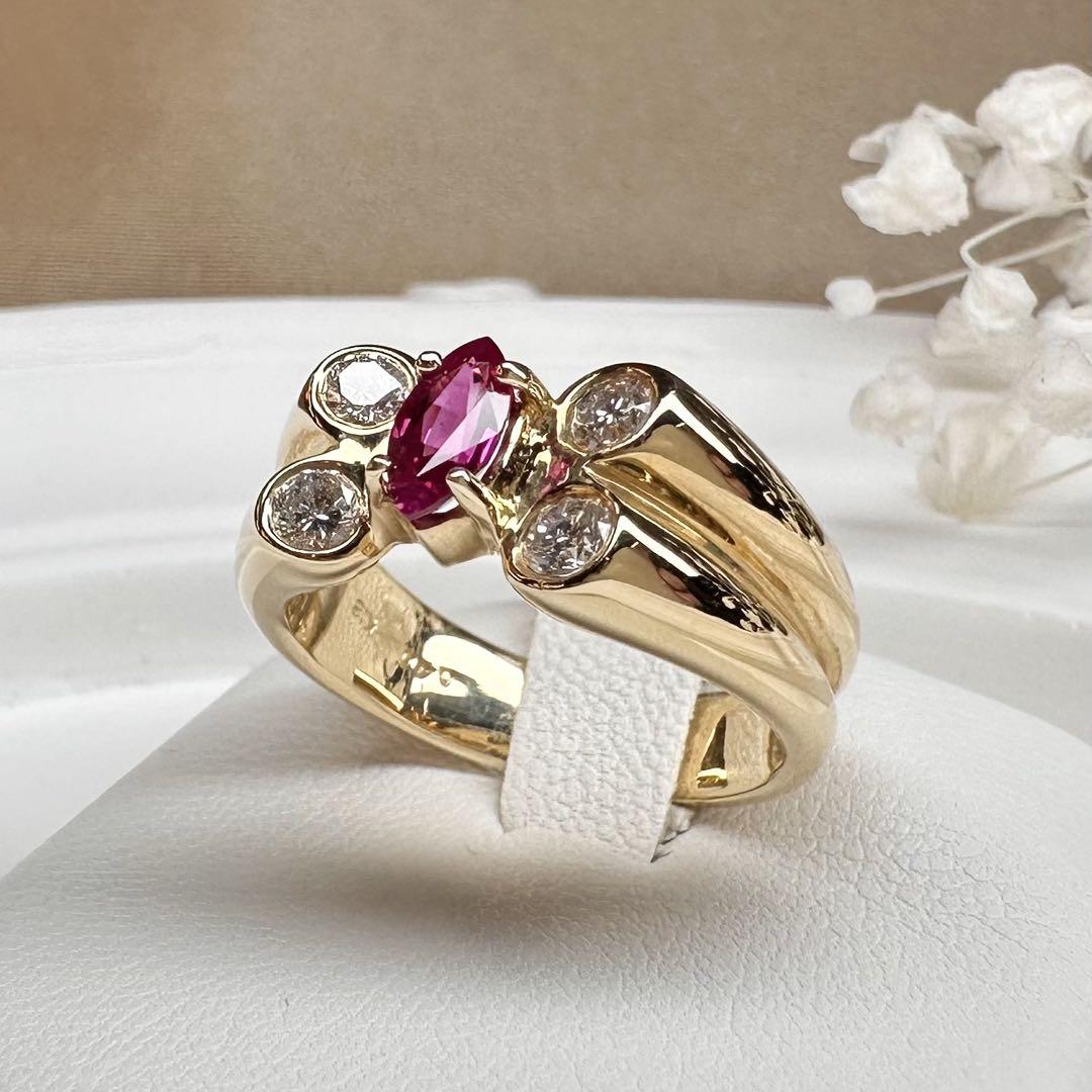 【K18】ルビー 0.53ct ダイヤモンドリング