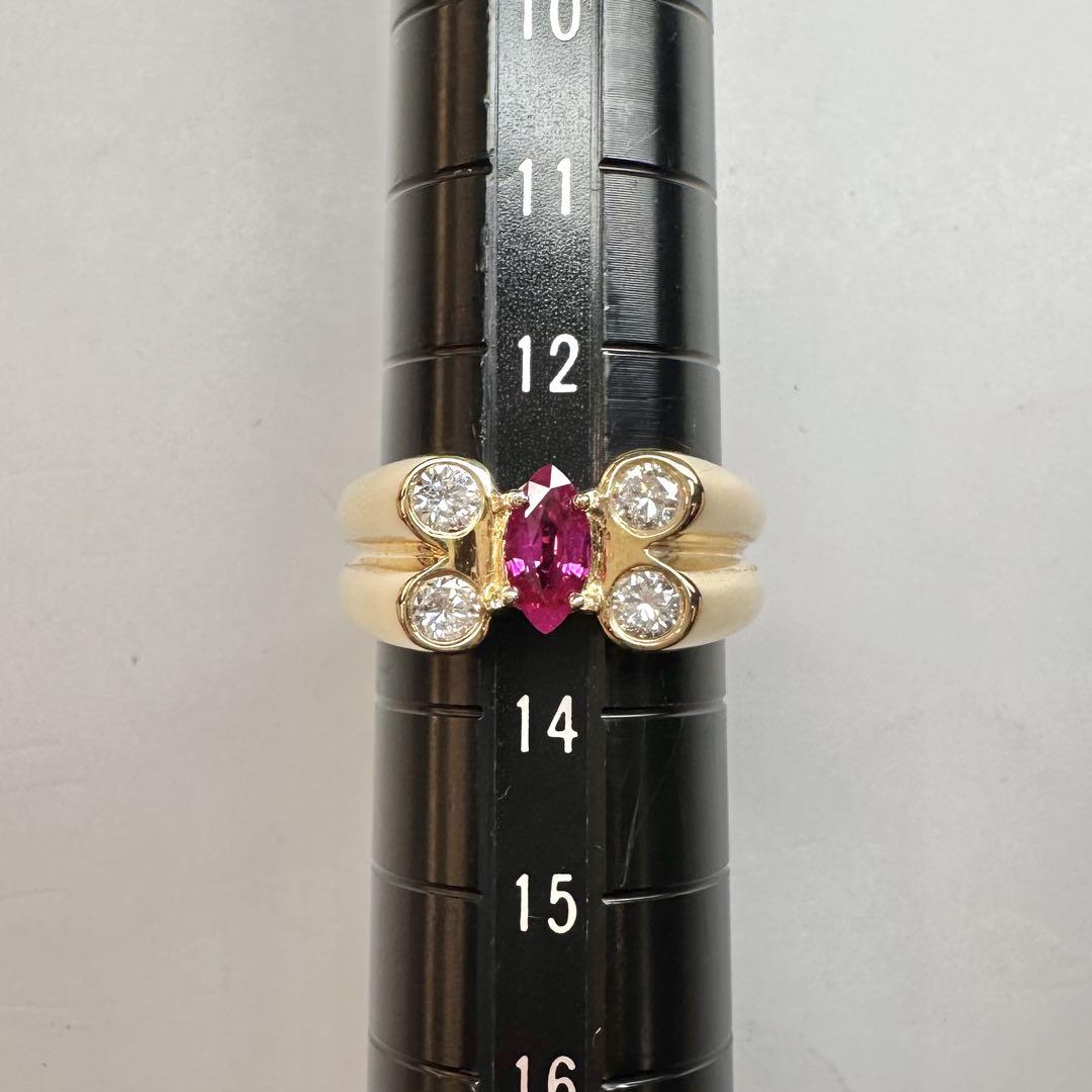 【K18】ルビー 0.53ct ダイヤモンドリング