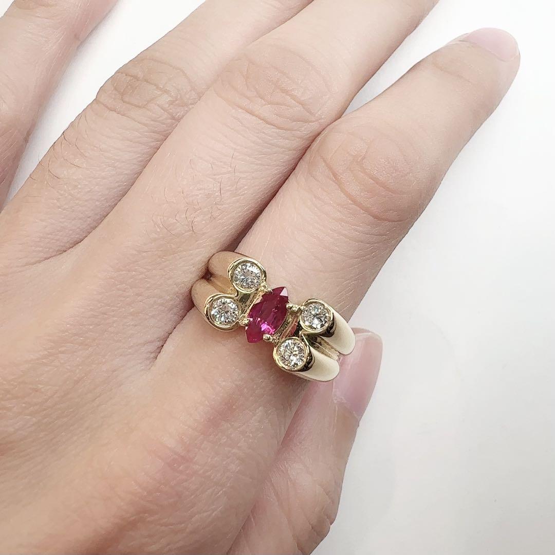 【K18】ルビー 0.53ct ダイヤモンドリング