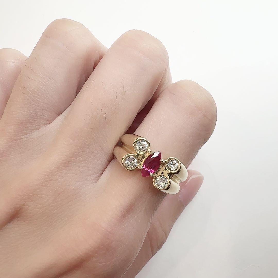 【K18】ルビー 0.53ct ダイヤモンドリング