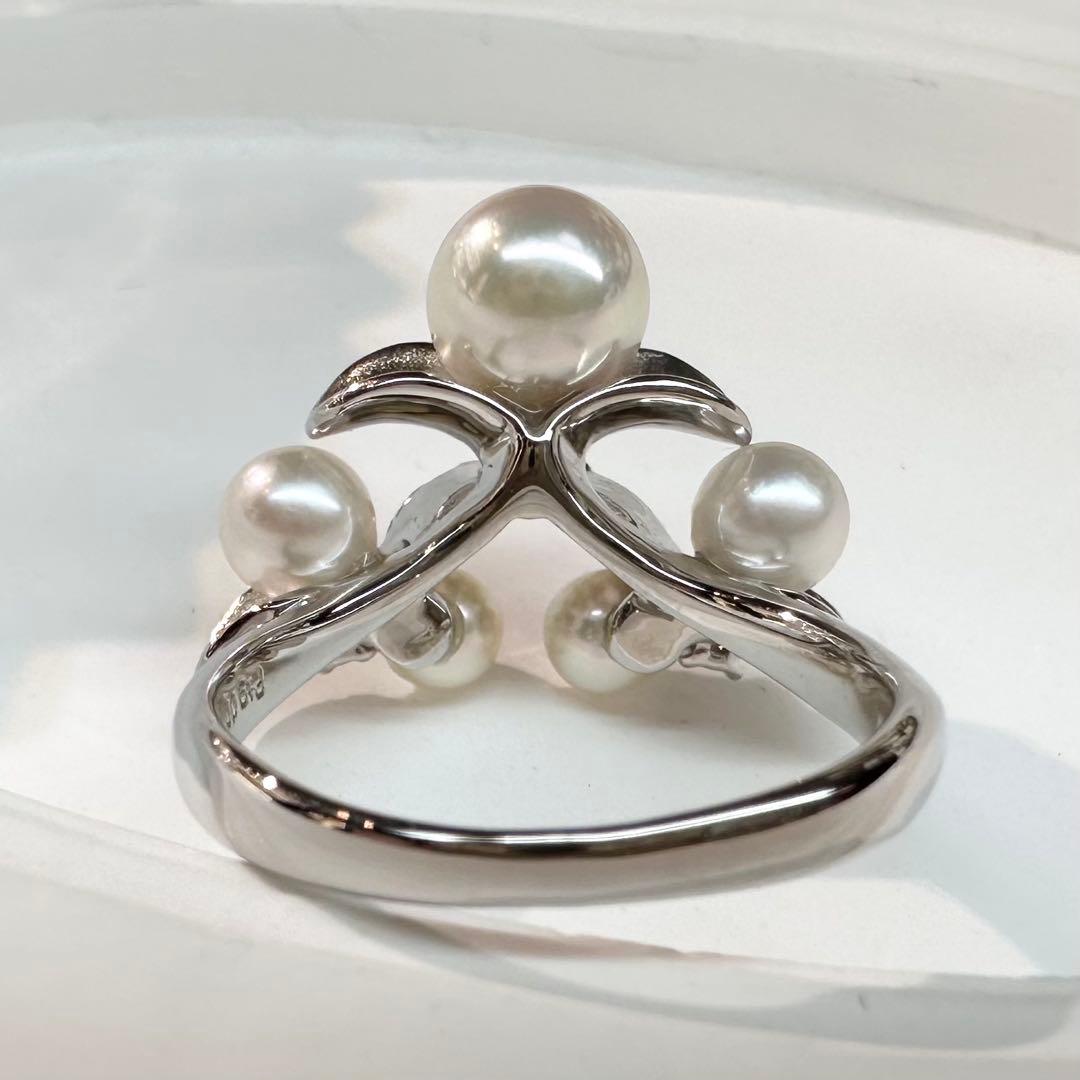 【美品】PT900 パール 3.9–6.5mm 上品デザイン リング