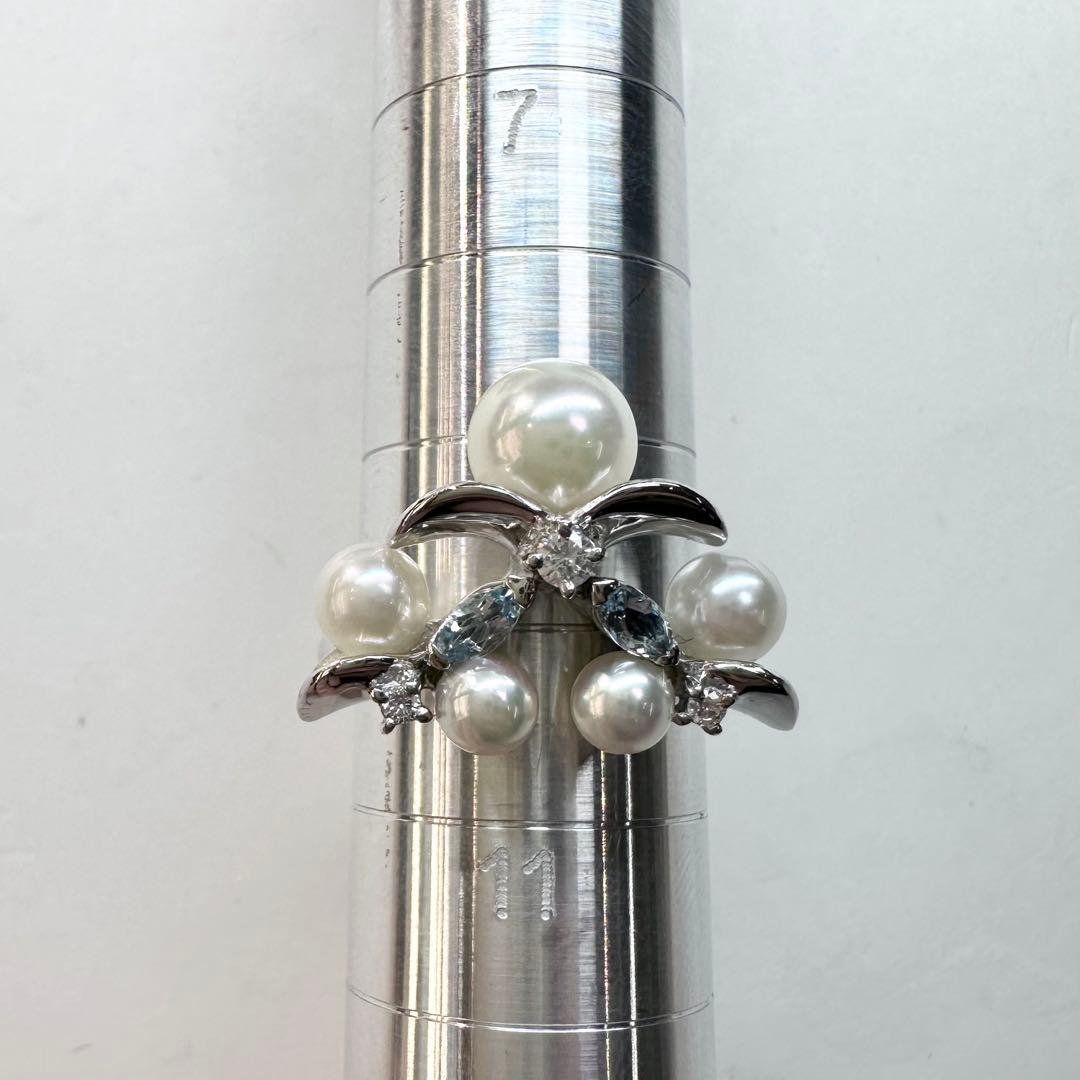 【美品】PT900 パール 3.9–6.5mm 上品デザイン リング