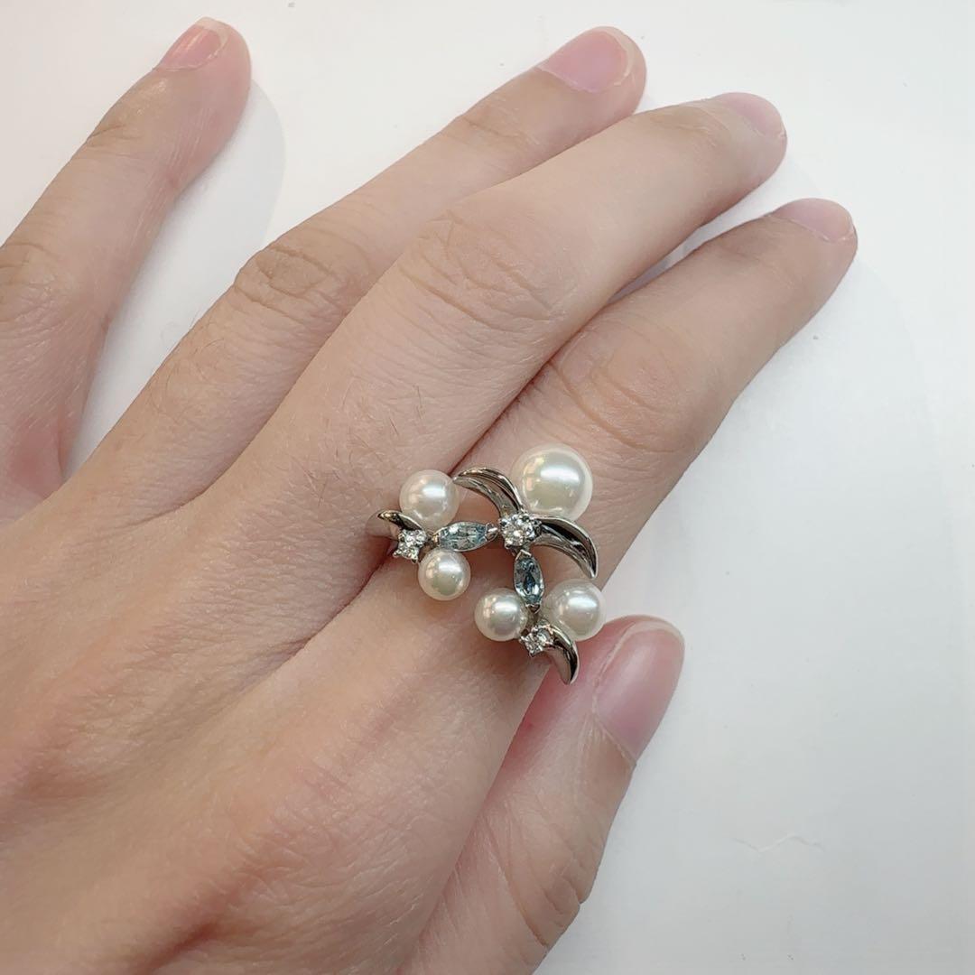 【美品】PT900 パール 3.9–6.5mm 上品デザイン リング