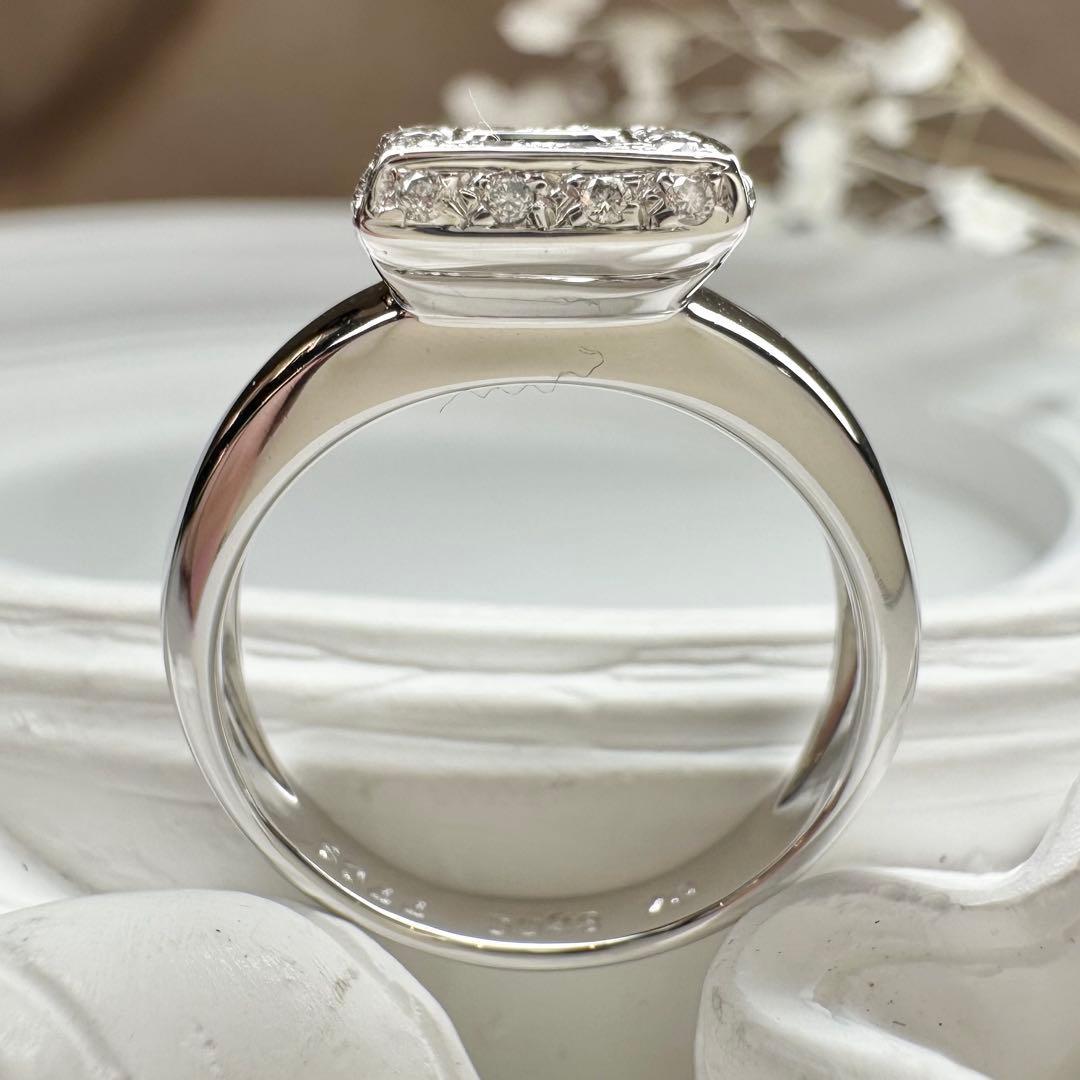 【K18】サファイア ダイヤモンドリング 0.44ct 四角カット 上品デザイン