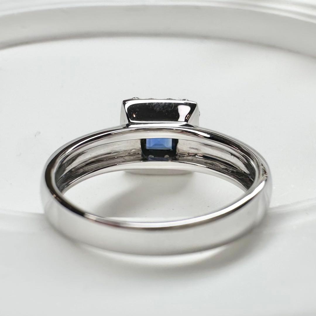 【K18】サファイア ダイヤモンドリング 0.44ct 四角カット 上品デザイン
