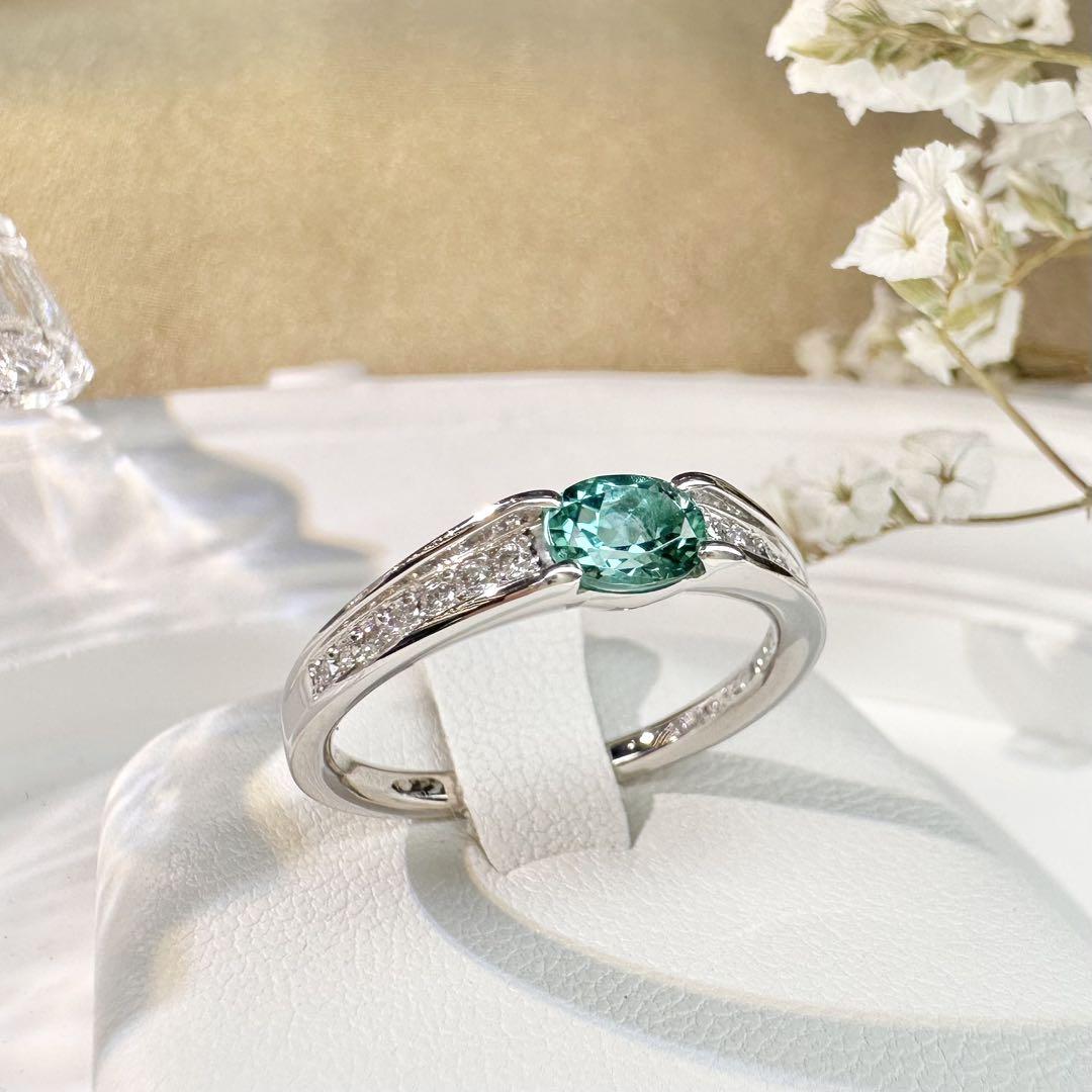 【美品】PT900 パライバトルマリン 0.47ct リング ダイヤ