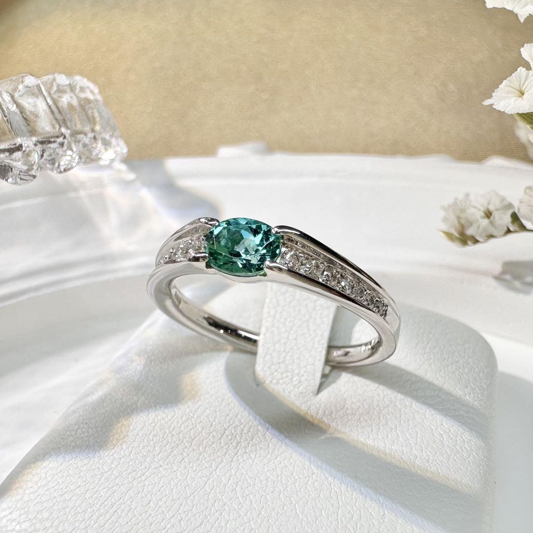 【美品】PT900 パライバトルマリン 0.47ct リング ダイヤ