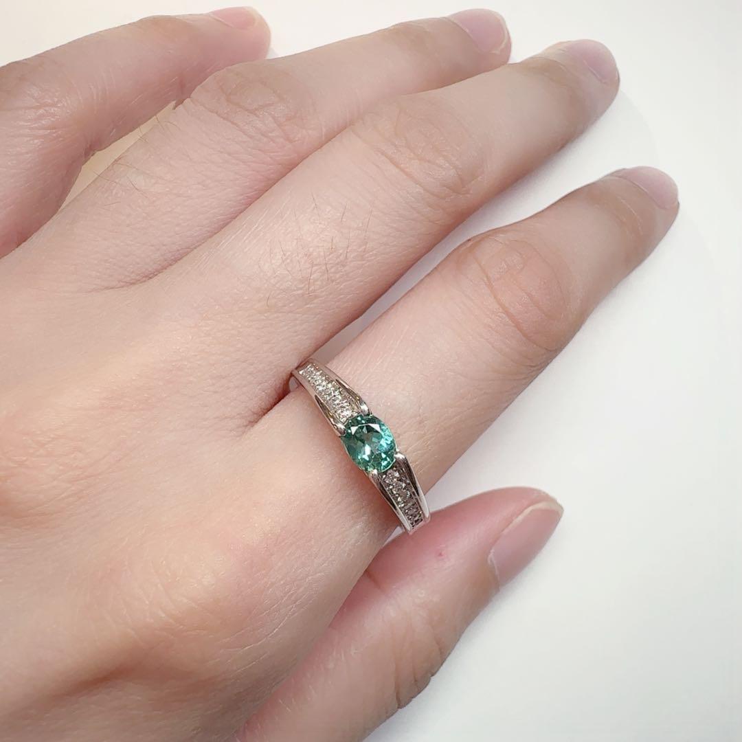 【美品】PT900 パライバトルマリン 0.47ct リング ダイヤ