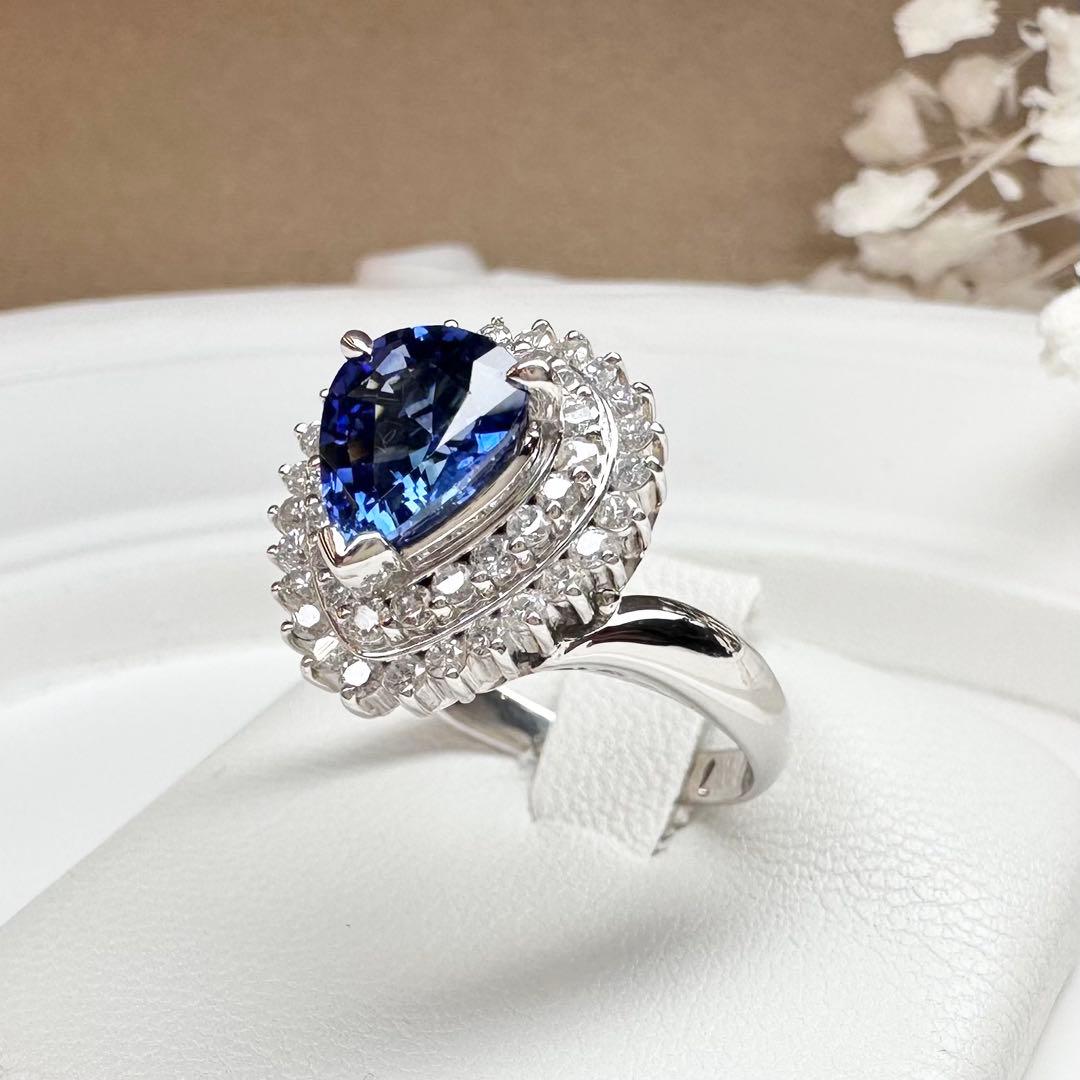 【美品】PT900 サファイア 1.97ct ダイヤ リング