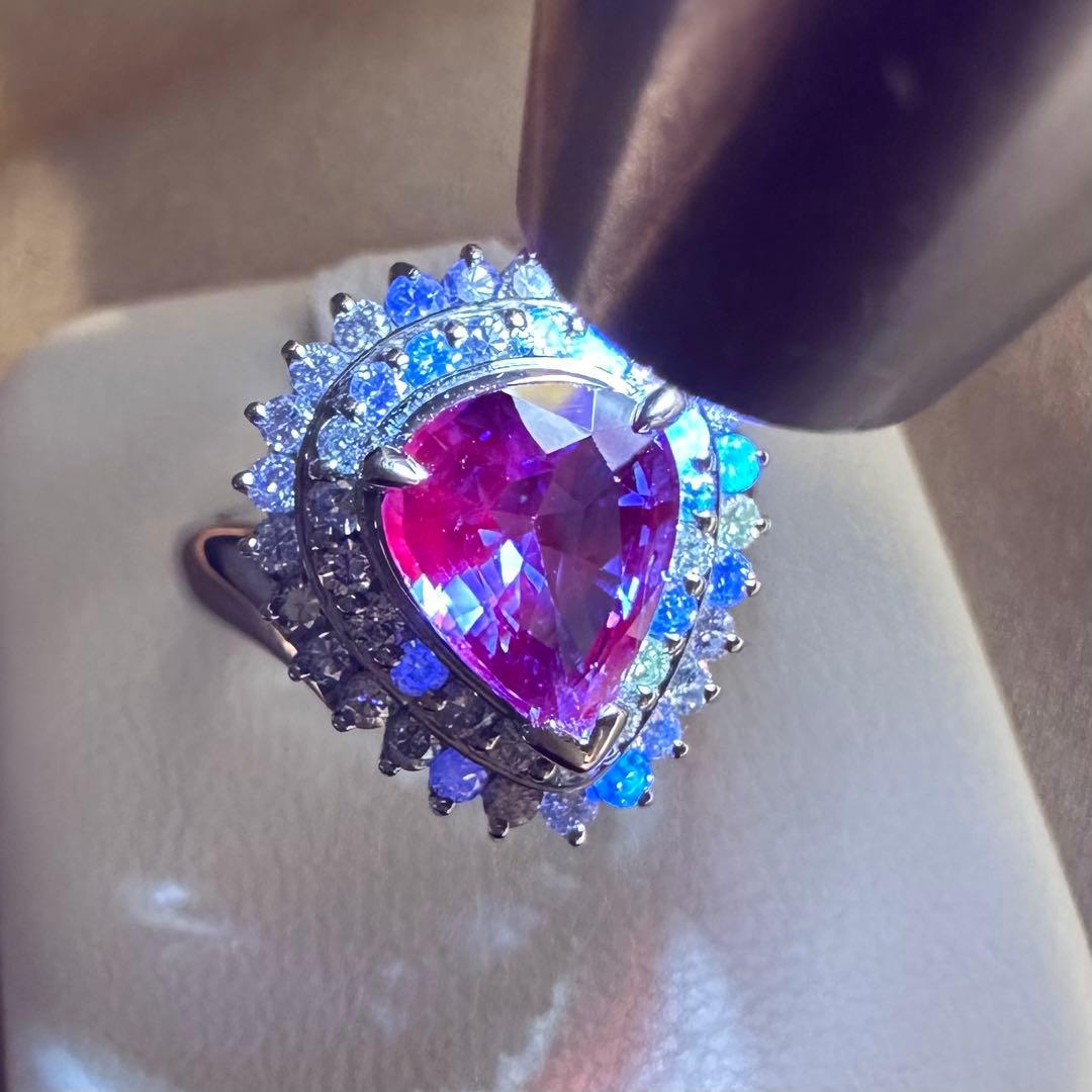 【美品】PT900 サファイア 1.97ct ダイヤ リング