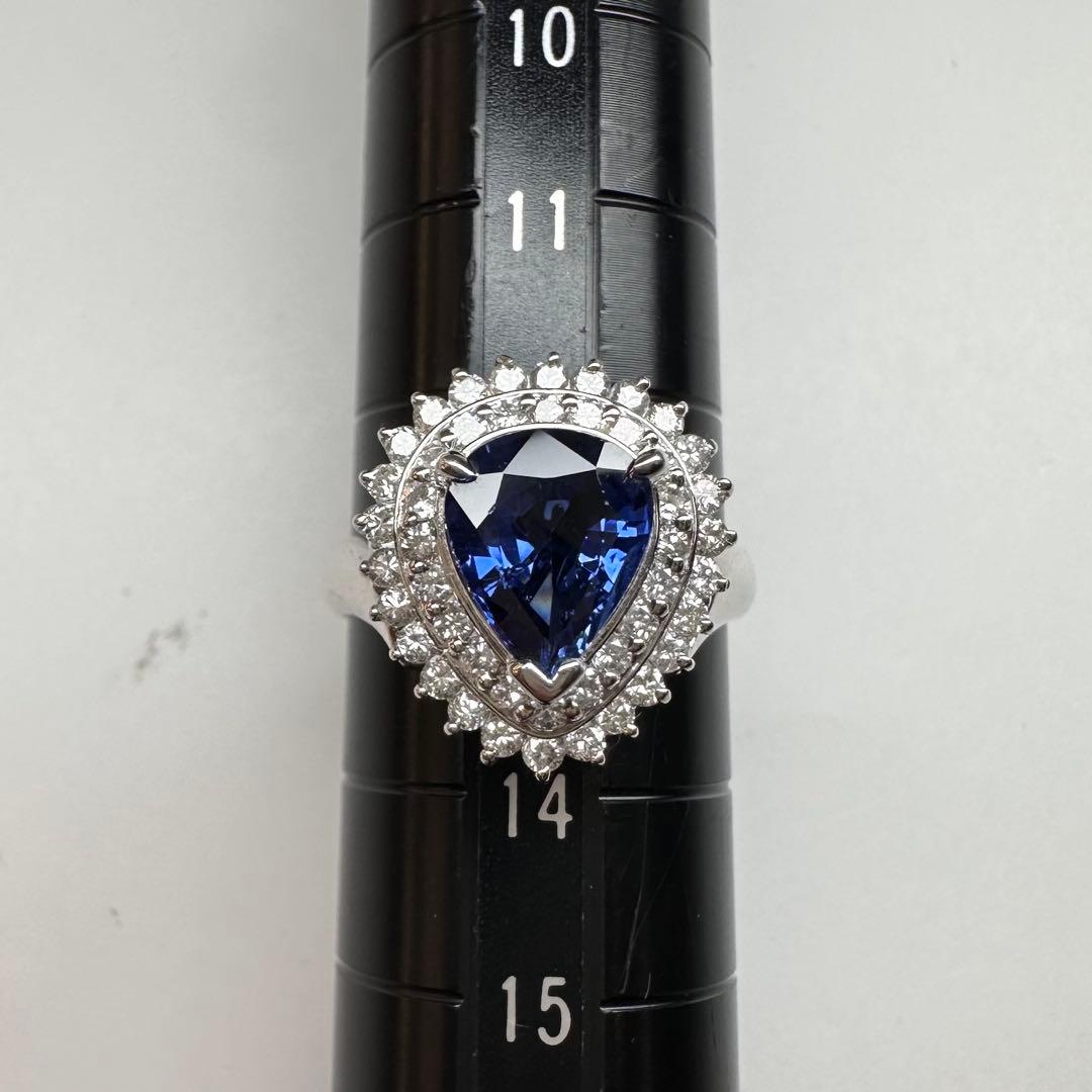 【美品】PT900 サファイア 1.97ct ダイヤ リング