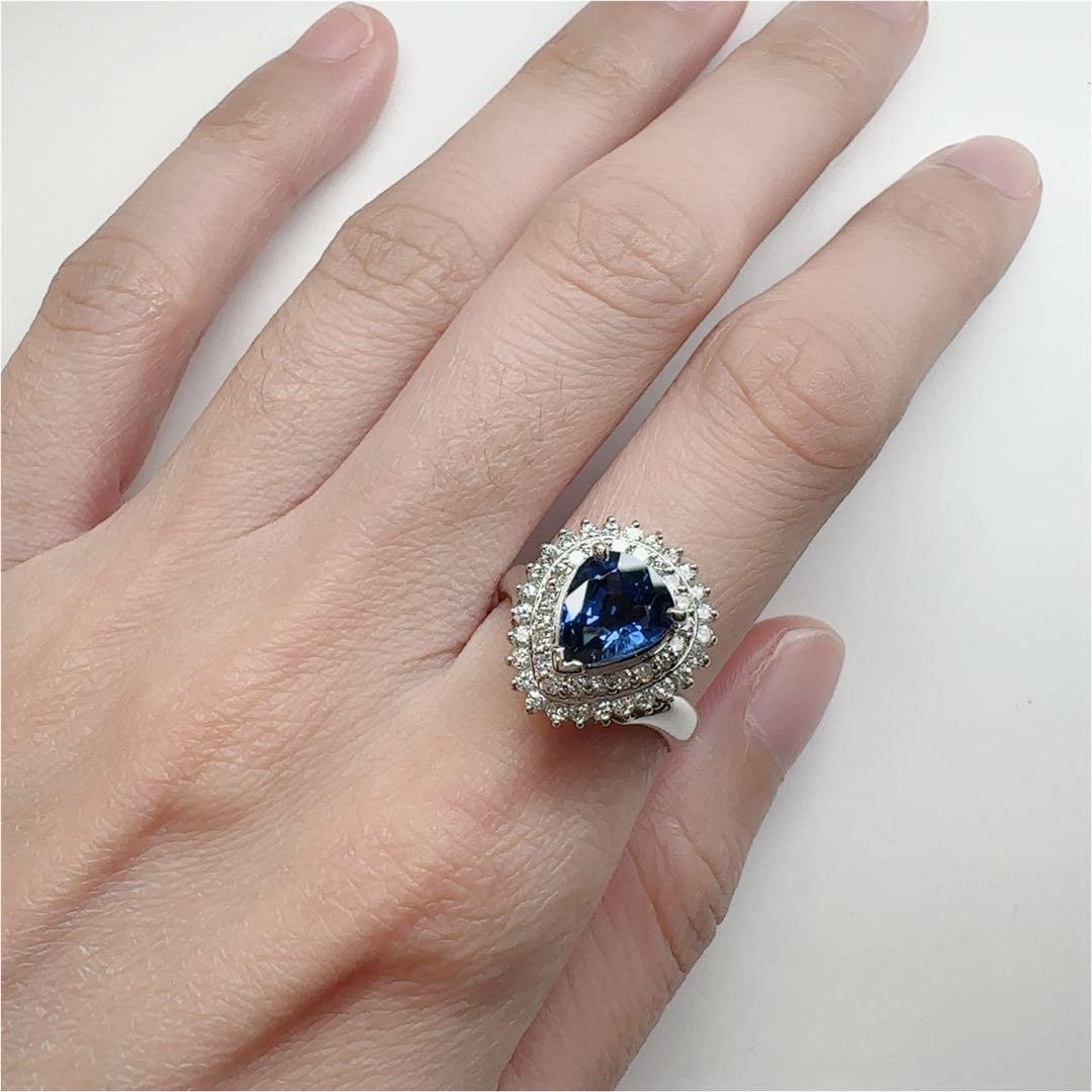 【美品】PT900 サファイア 1.97ct ダイヤ リング