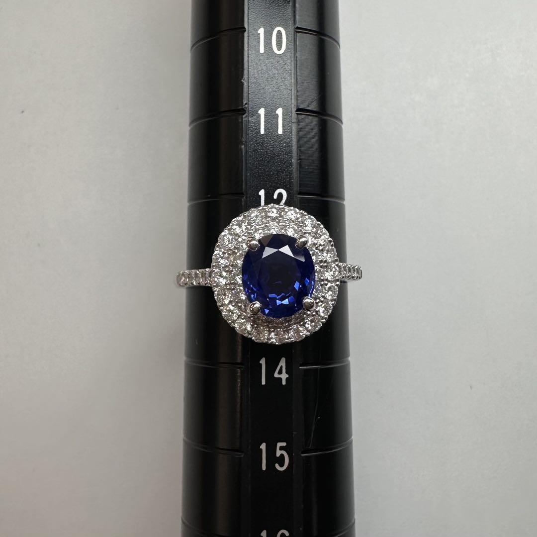 【美品】PT900 サファイア リング 2.02ct ダイヤ巻き