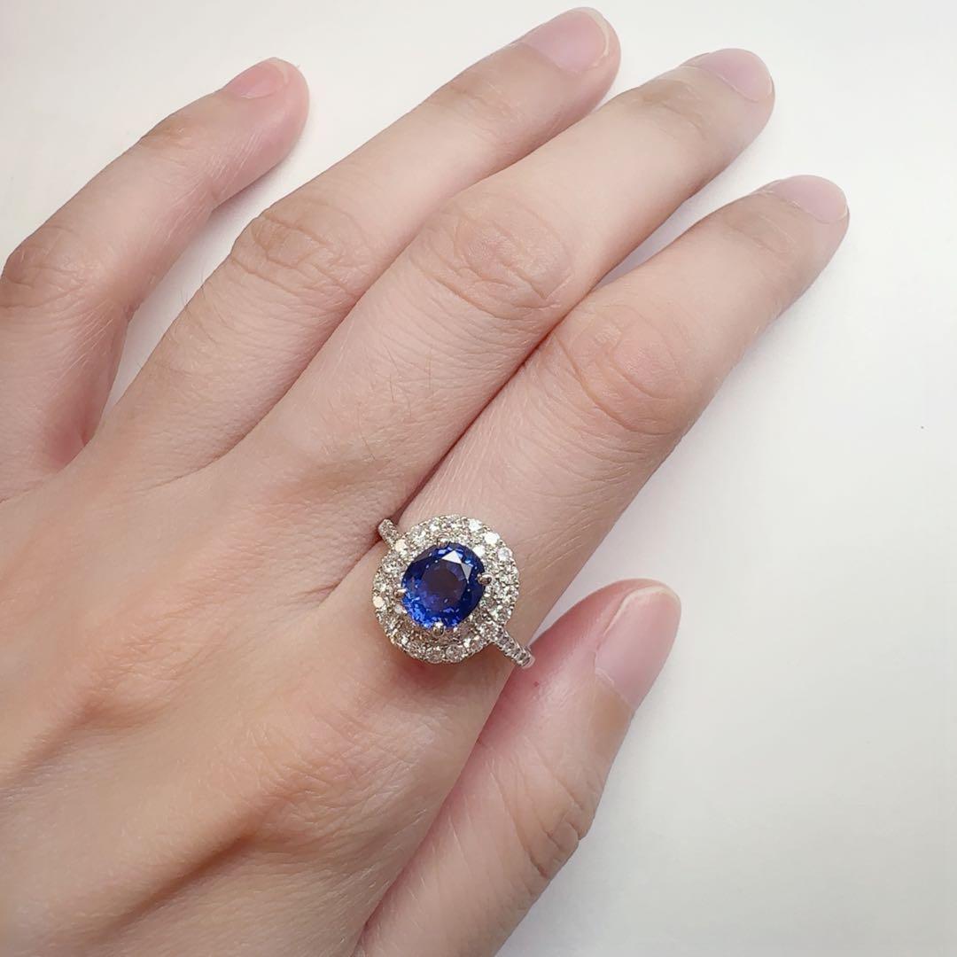 【美品】PT900 サファイア リング 2.02ct ダイヤ巻き