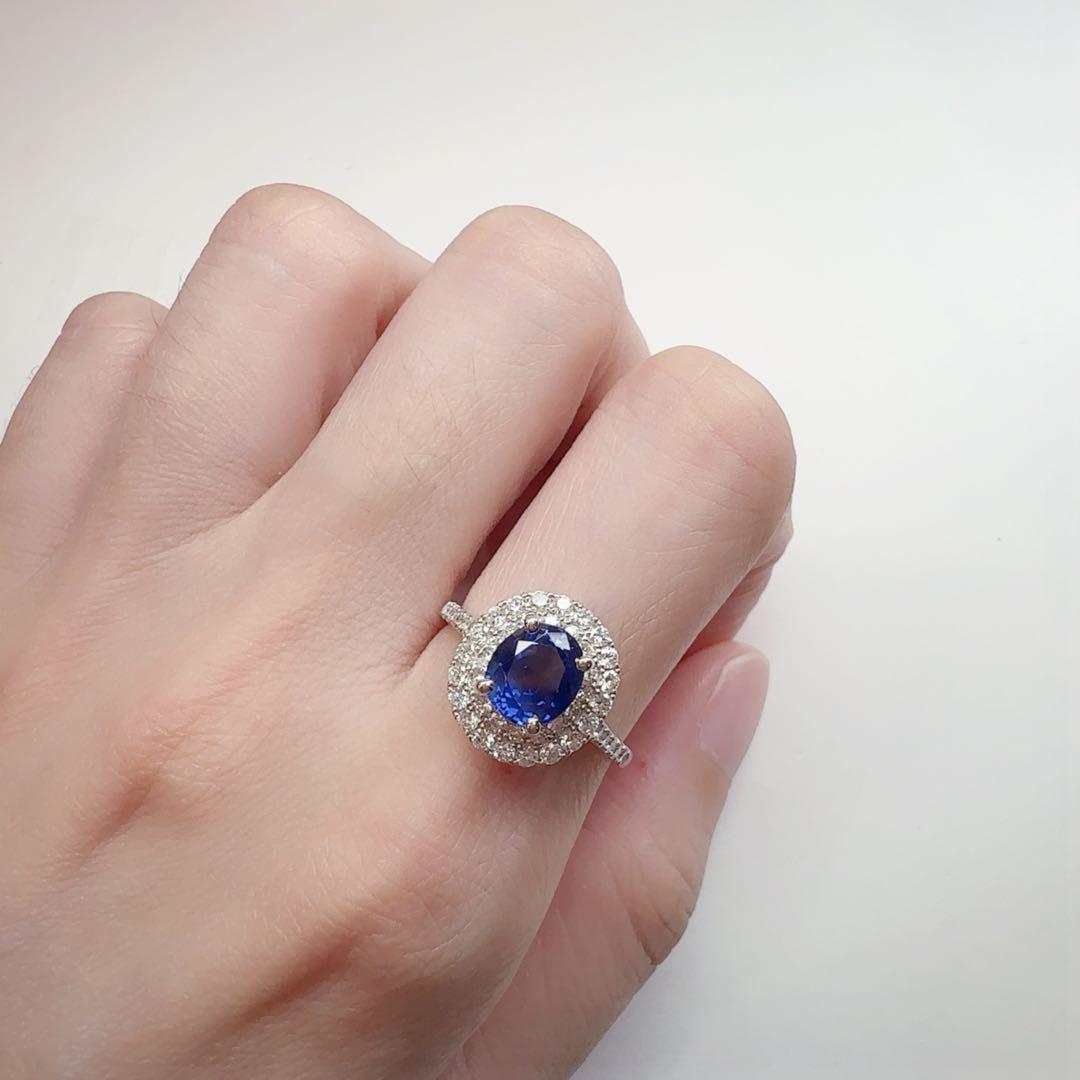 【美品】PT900 サファイア リング 2.02ct ダイヤ巻き