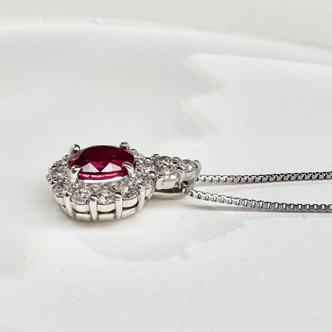【美品】PT900 ルビー 0.43ct ダイヤ ネックレス