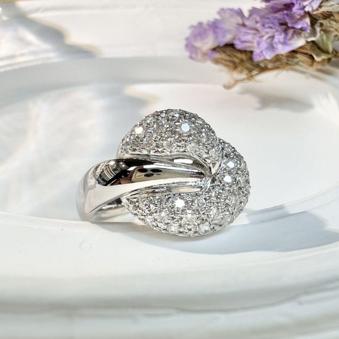 【田崎】PT900 ダイヤモンド 0.39ct リング ノット デザイン