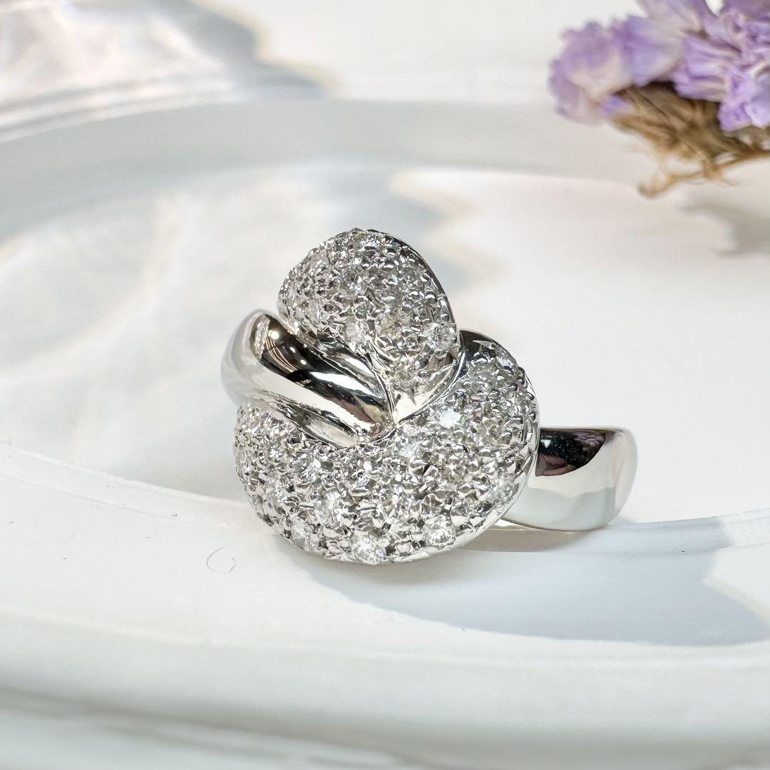 【田崎】PT900 ダイヤモンド 0.39ct リング ノット デザイン