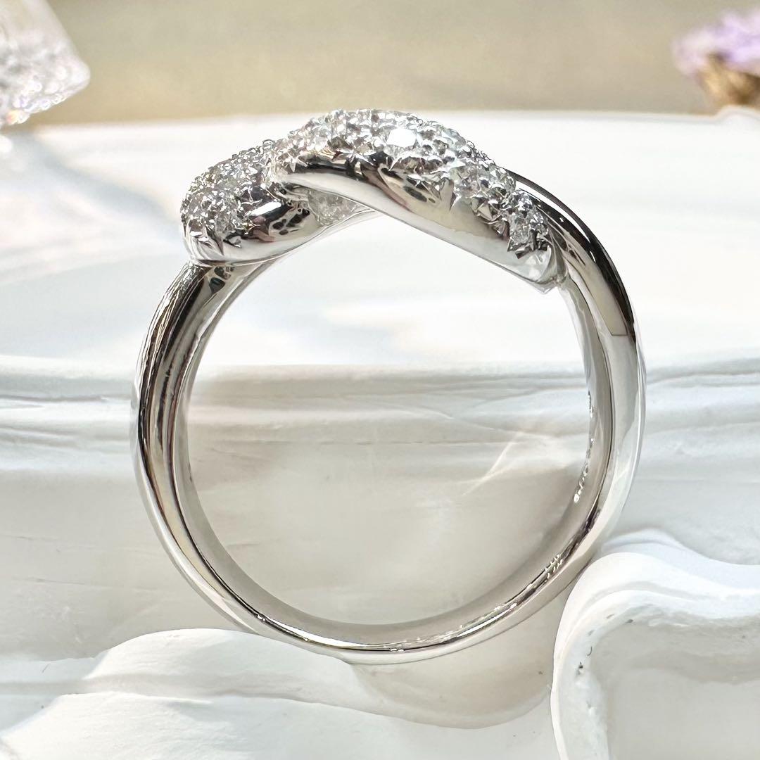 【田崎】PT900 ダイヤモンド 0.39ct リング ノット デザイン