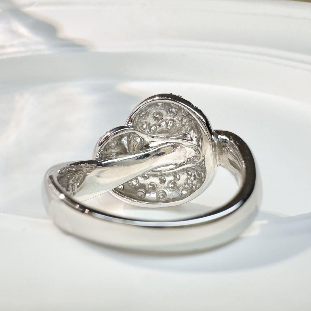 【田崎】PT900 ダイヤモンド 0.39ct リング ノット デザイン