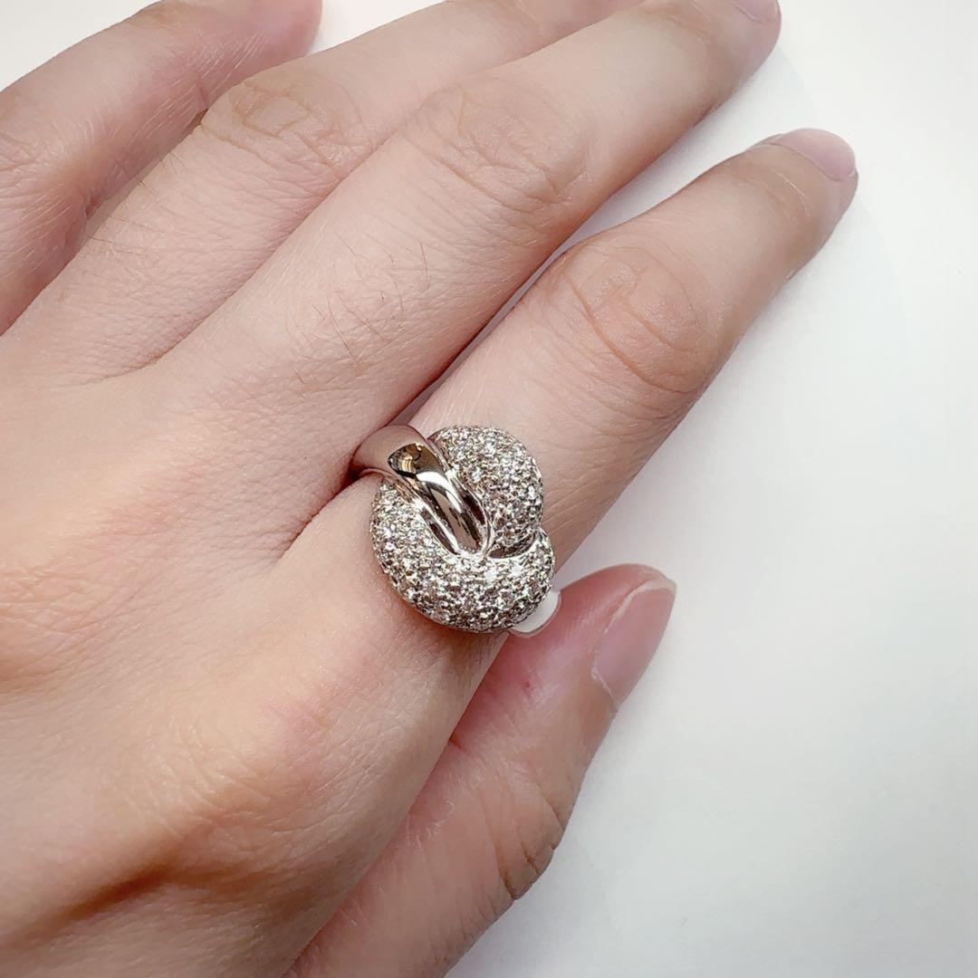 【田崎】PT900 ダイヤモンド 0.39ct リング ノット デザイン