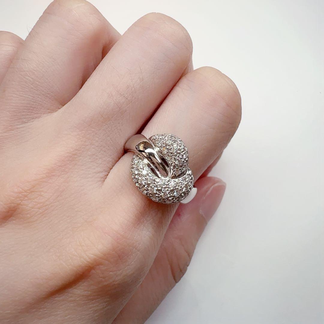 【田崎】PT900 ダイヤモンド 0.39ct リング ノット デザイン