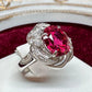 PT900 大粒ルベライト 3.4ct ダイヤモンド リング