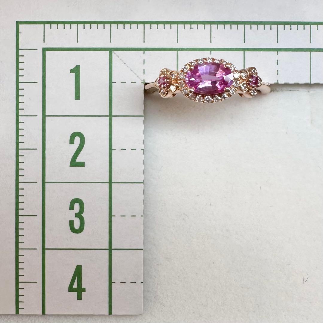 K18 ピンクサファイア0.55ct ダイヤモンドリング フラワーモチーフ
