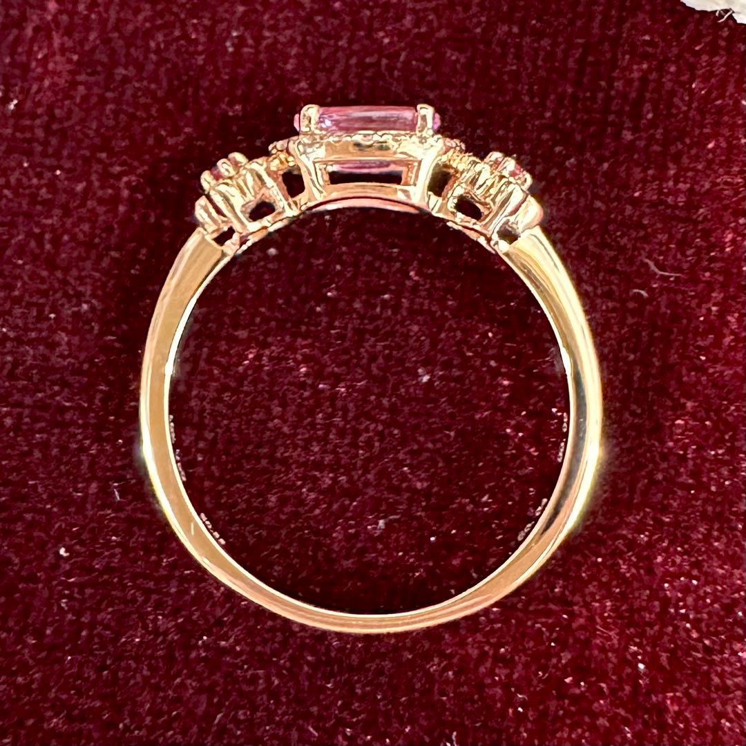 K18 ピンクサファイア0.55ct ダイヤモンドリング フラワーモチーフ