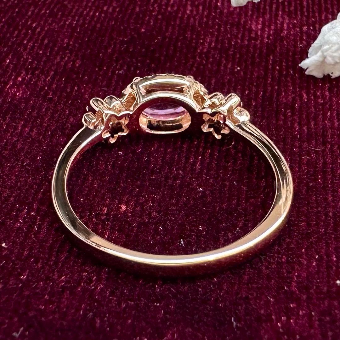 K18 ピンクサファイア0.55ct ダイヤモンドリング フラワーモチーフ