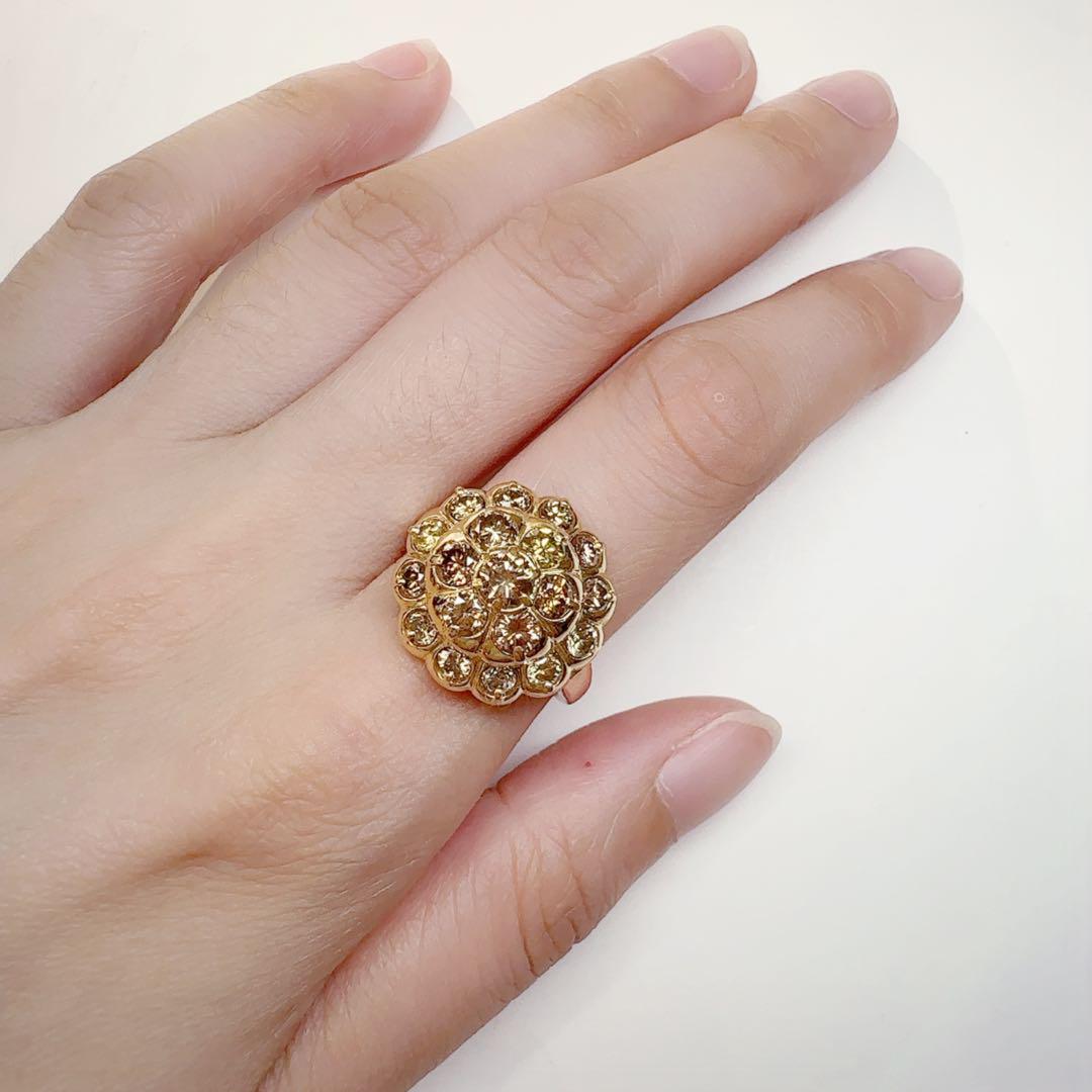 【K18】ダイヤモンド2.09ct リング フラワーモチーフ