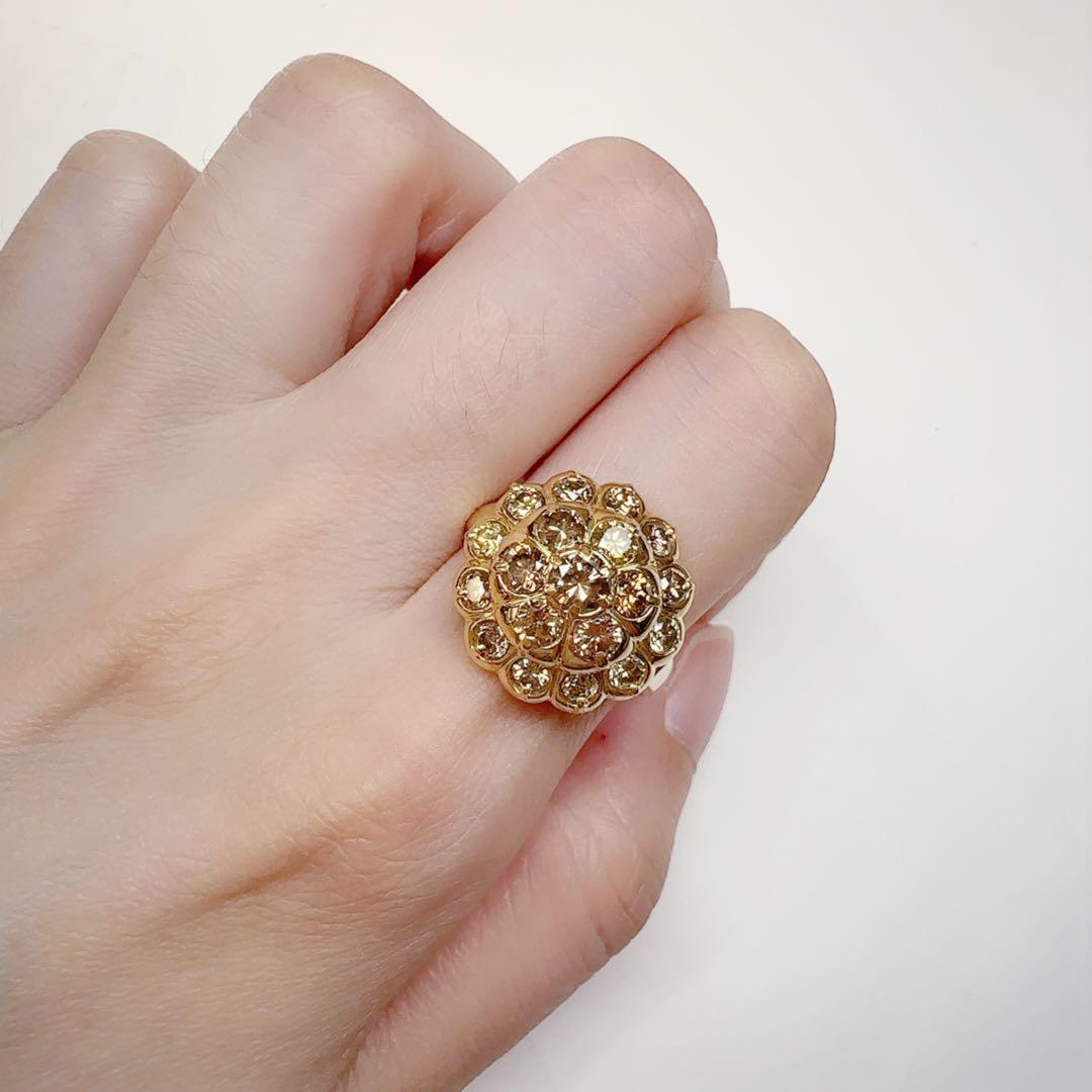 【K18】ダイヤモンド2.09ct リング フラワーモチーフ