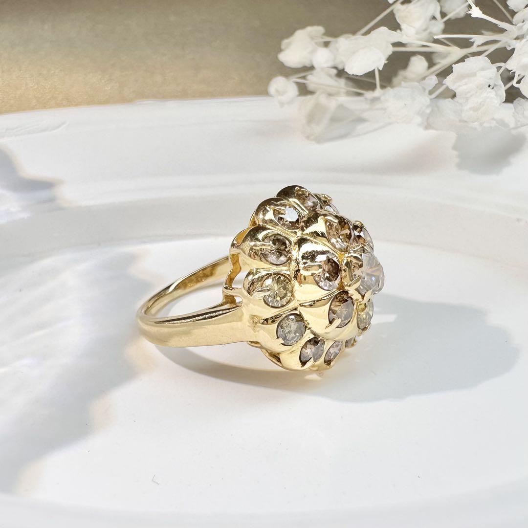 【K18】ダイヤモンド2.09ct リング フラワーモチーフ