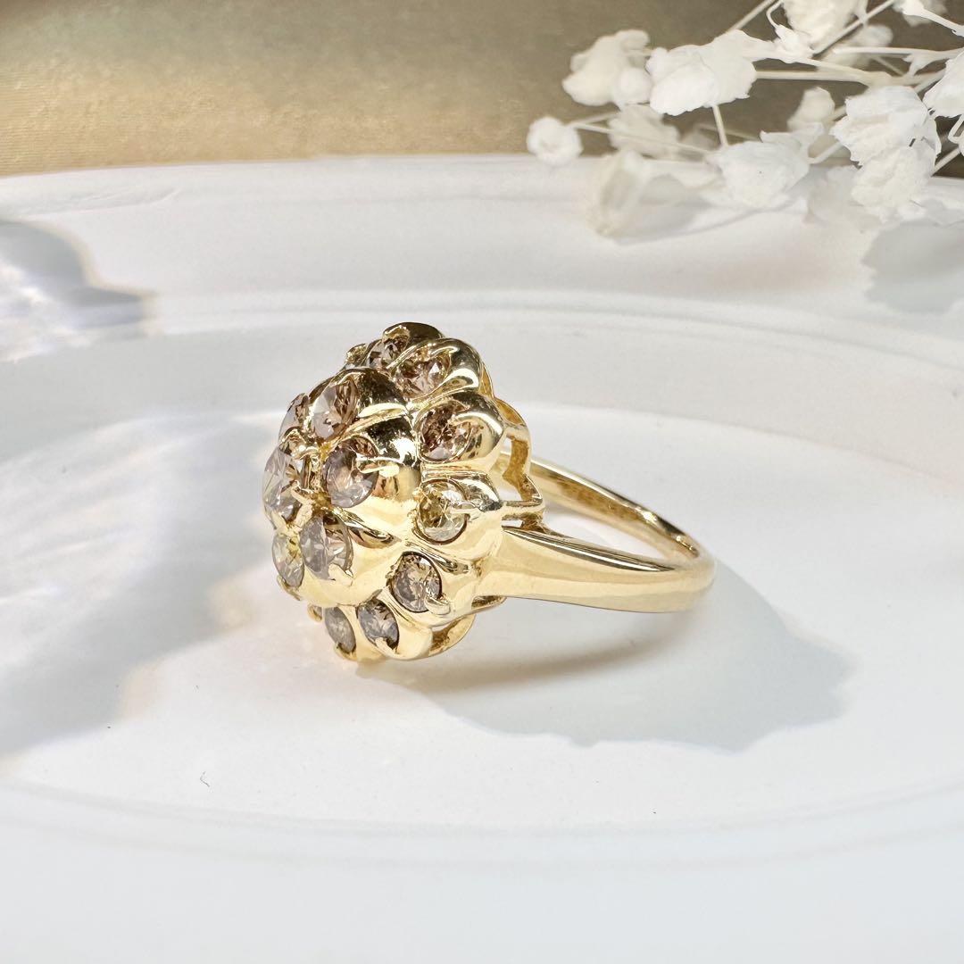 【K18】ダイヤモンド2.09ct リング フラワーモチーフ