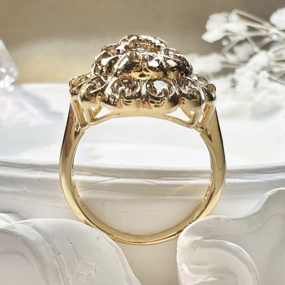 【K18】ダイヤモンド2.09ct リング フラワーモチーフ