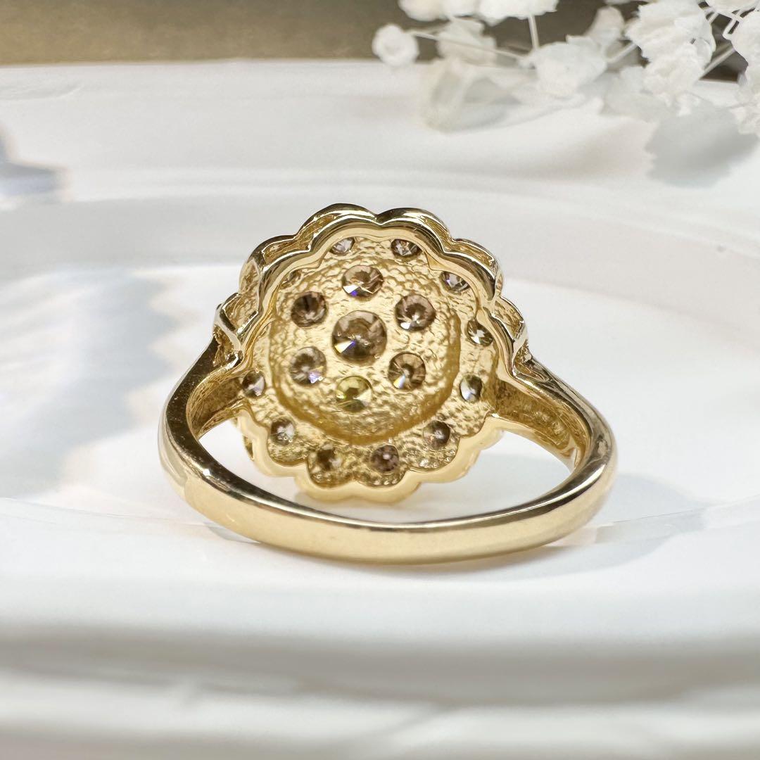 【K18】ダイヤモンド2.09ct リング フラワーモチーフ