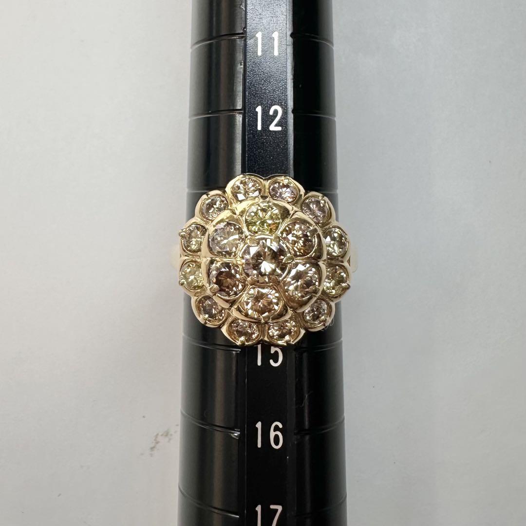 【K18】ダイヤモンド2.09ct リング フラワーモチーフ
