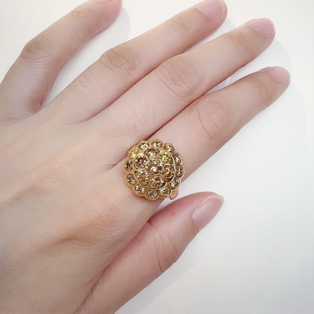 【K18】ダイヤモンド2.09ct リング フラワーモチーフ