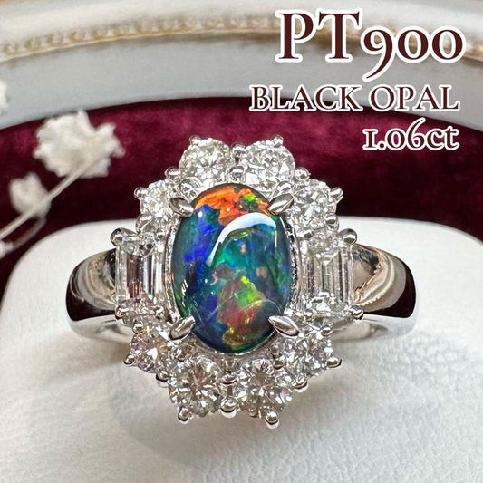 【美品】PT900 ブラックオパール1.06ct リング