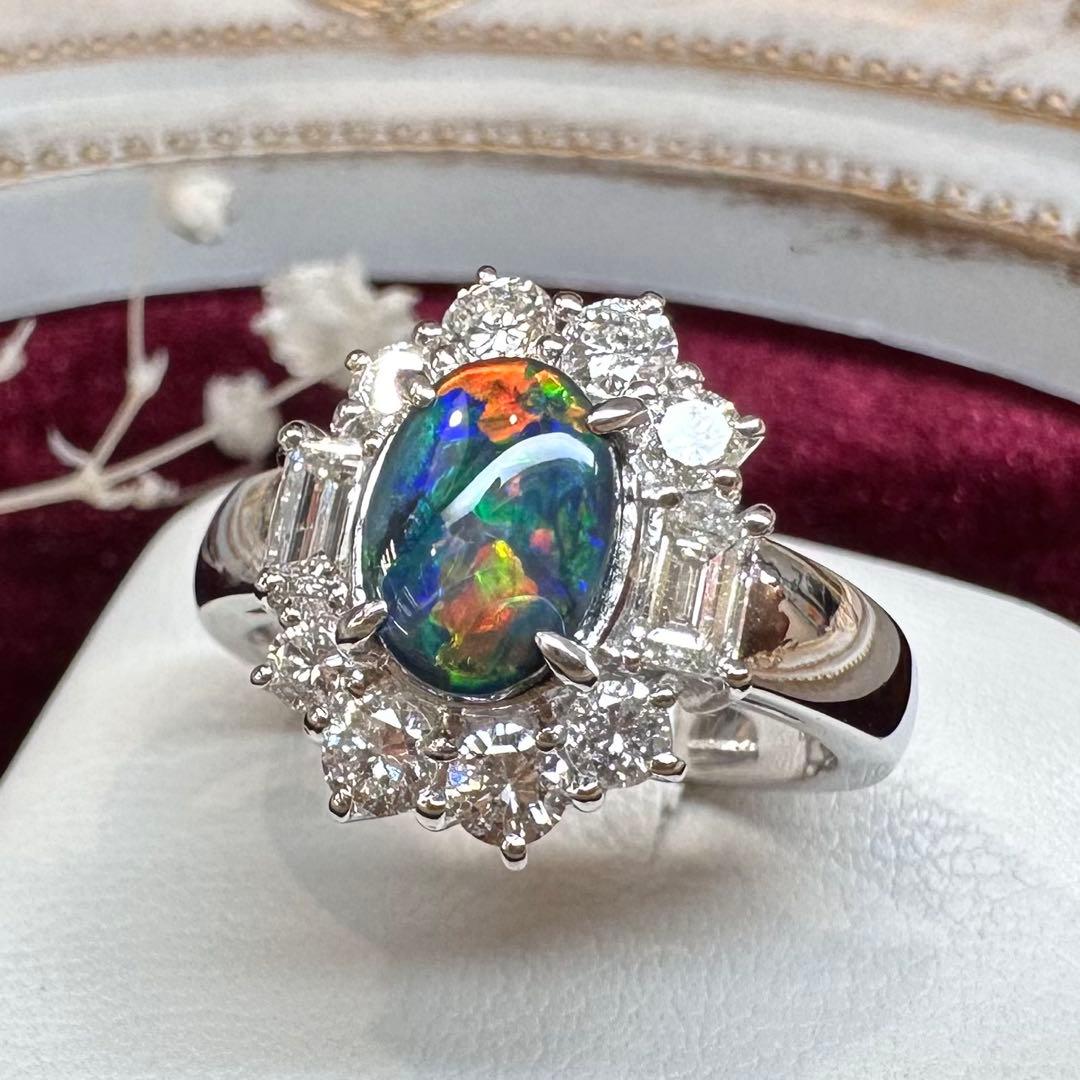 【美品】PT900 ブラックオパール1.06ct リング