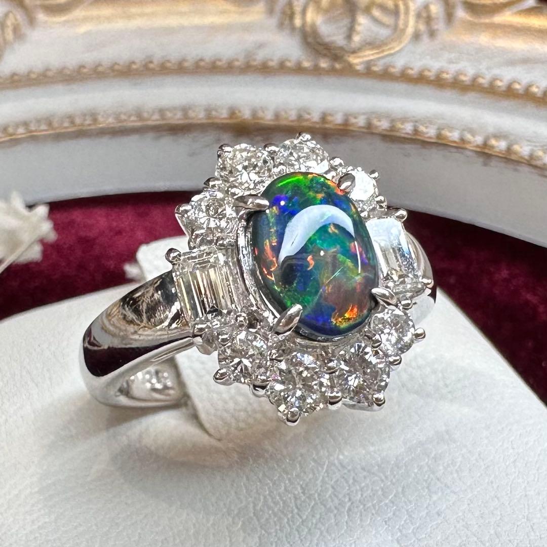 【美品】PT900 ブラックオパール1.06ct リング
