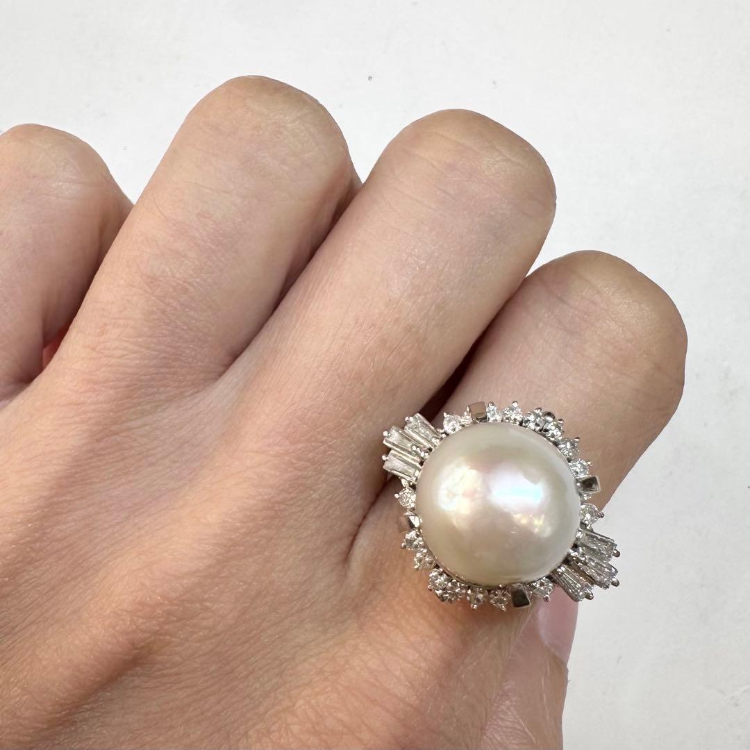 【美品】PT900 パール12.4mm リング