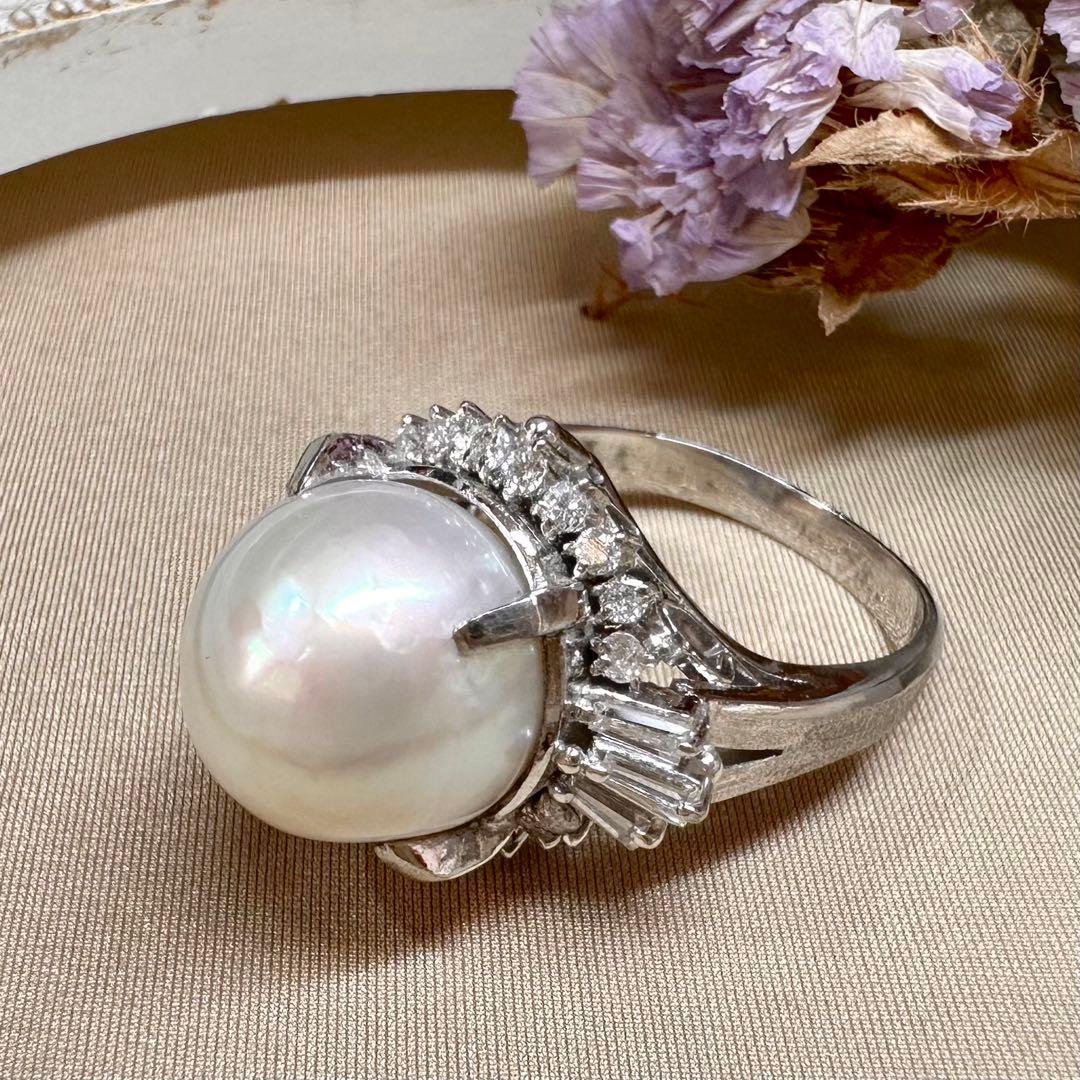 【美品】PT900 パール12.4mm リング