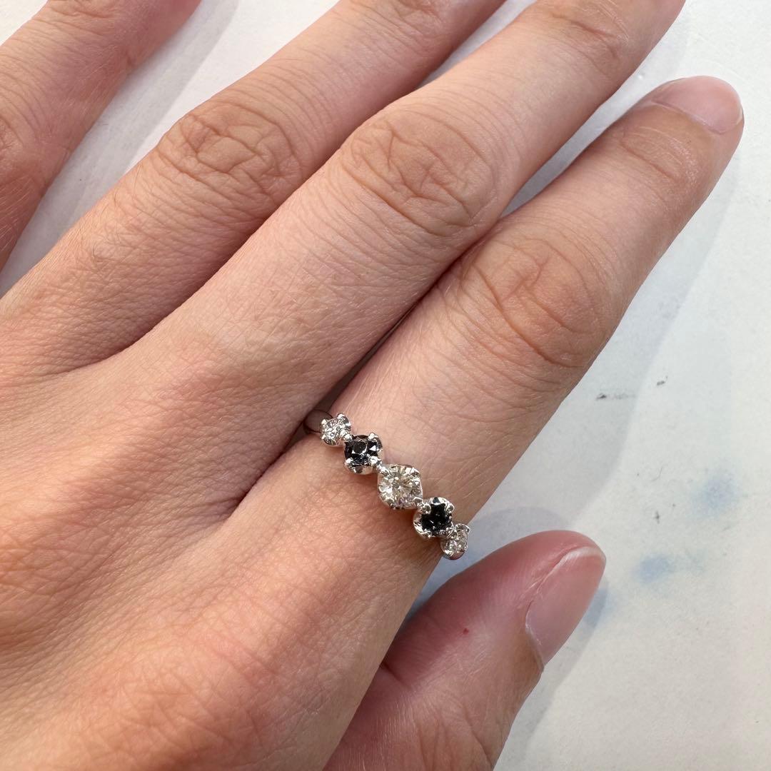 K18WG アレキサンドライト ダイヤモンド リング 0.18ct 希少石 変色