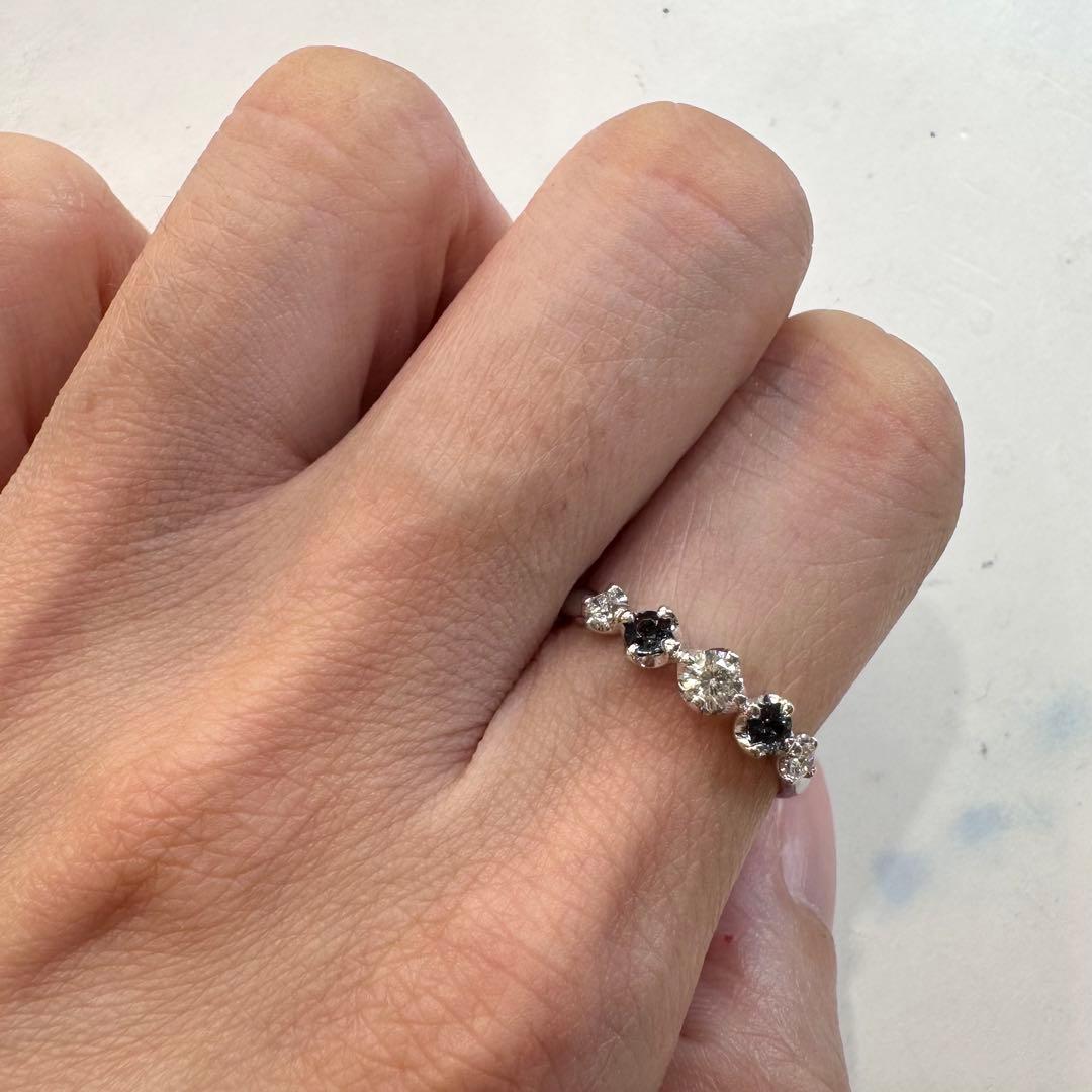 K18WG アレキサンドライト ダイヤモンド リング 0.18ct 希少石 変色