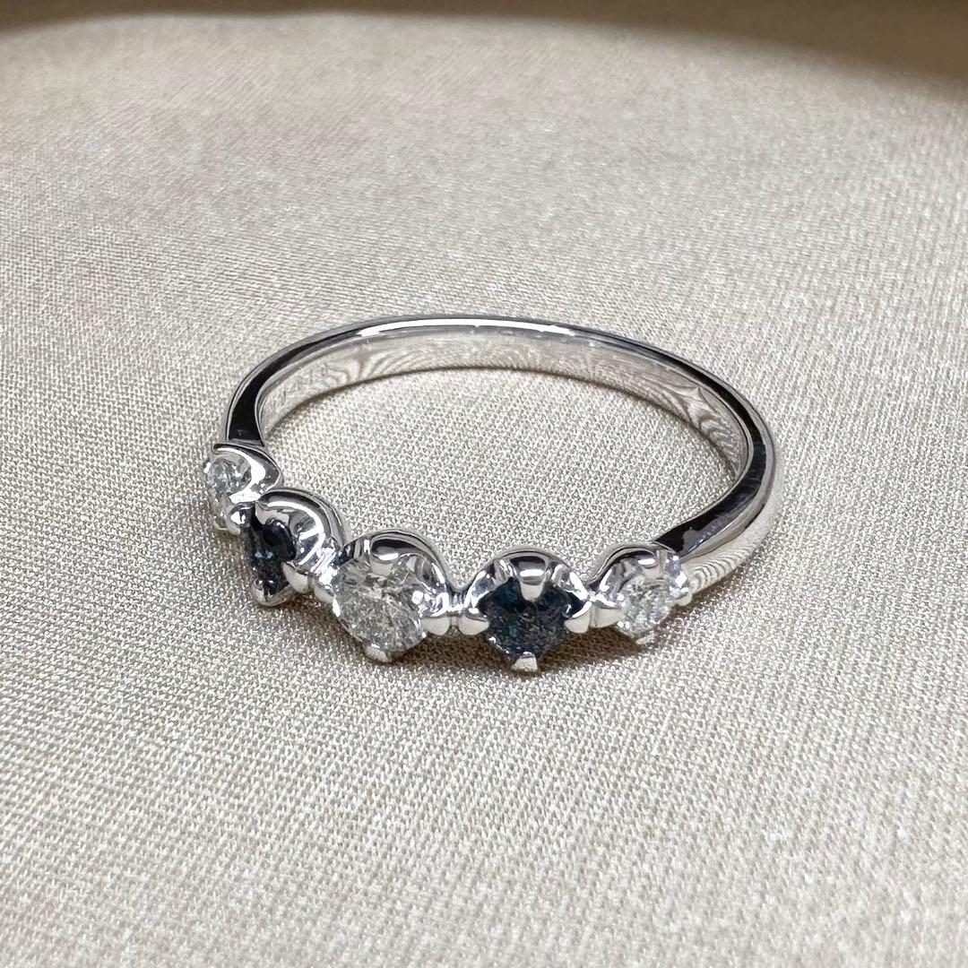 K18WG アレキサンドライト ダイヤモンド リング 0.18ct 希少石 変色