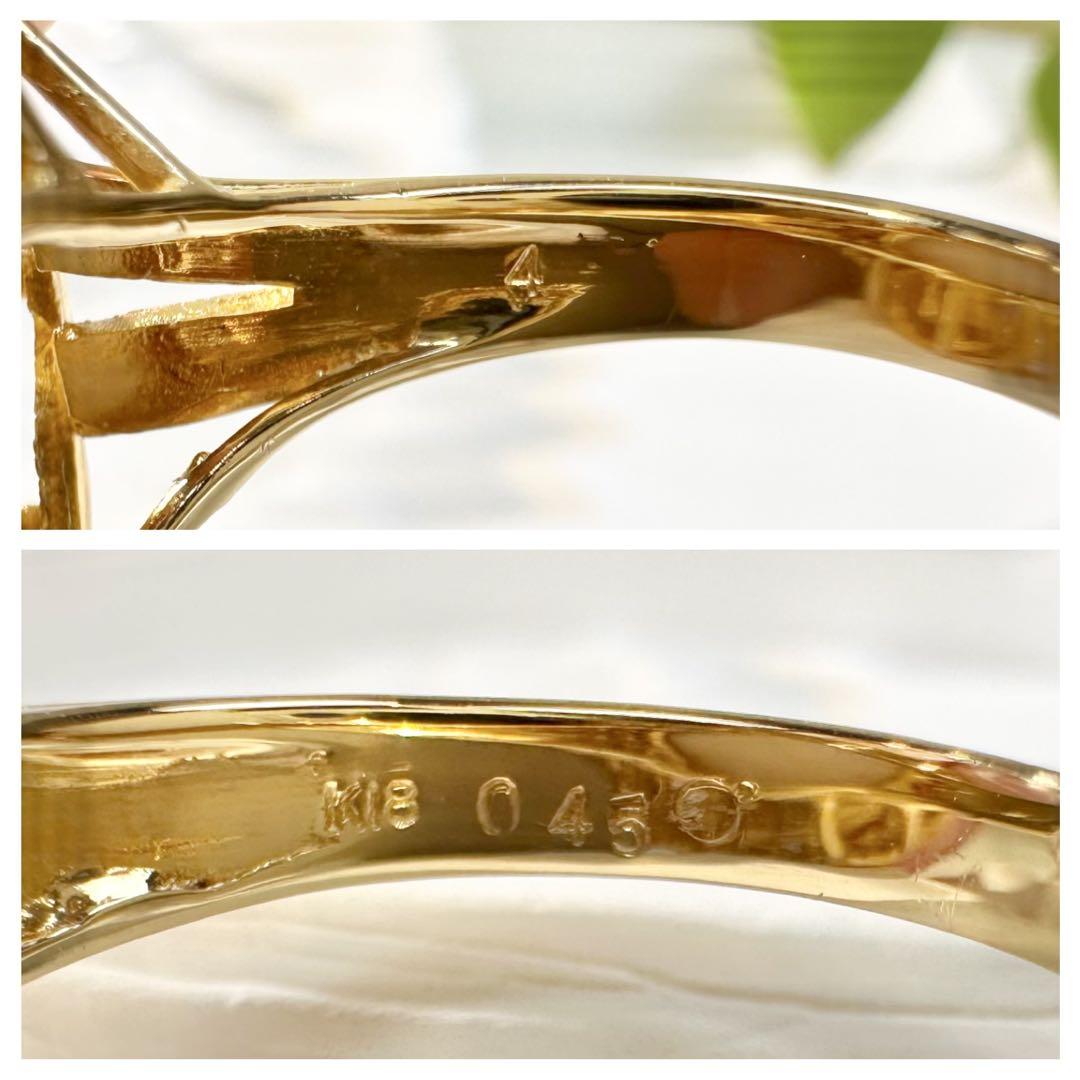 【K18】マベパール 14.1mm ダイヤモンド リング