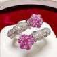 PT900 ピンクサファイア1.11ct ダイヤモンド フラワー リング