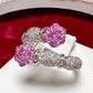 PT900 ピンクサファイア1.11ct ダイヤモンド フラワー リング