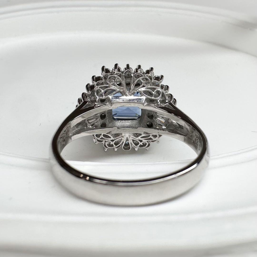 【美品】PT900 サンタマリアアクアマリン 1.40ct ダイヤモンド リング
